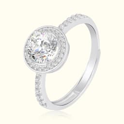 Halo Solitaire Silver Ring