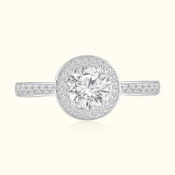 Halo Solitaire Silver Ring