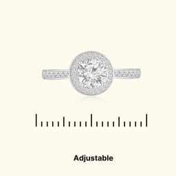 Halo Solitaire Silver Ring