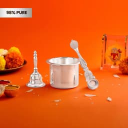 Pure Silver Ghanti Pali Panchpatra Pooja Set