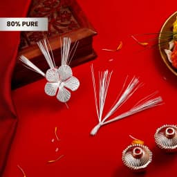 Silver Jaswand Flower and Silver Durva Ganpati Set