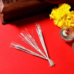 Silver Jaswand Flower and Silver Durva Ganpati Set