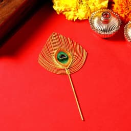 Peacock Feather and Silver Jaswand Flower Ganpati Set