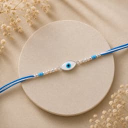 Light Blue Evil Eye Silver Rakhi