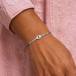 Light Blue Evil Eye Silver Rakhi
