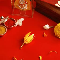 Silver Golden Chafa Flower and Durva Ganpati Set