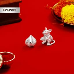 Silver Bhariv Undir and Silver Modak Ganpati Set