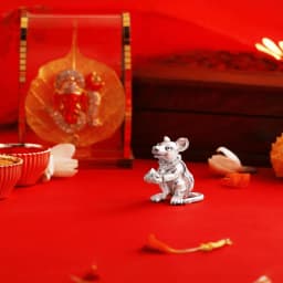 Silver Bhariv Undir and Silver Modak Ganpati Set