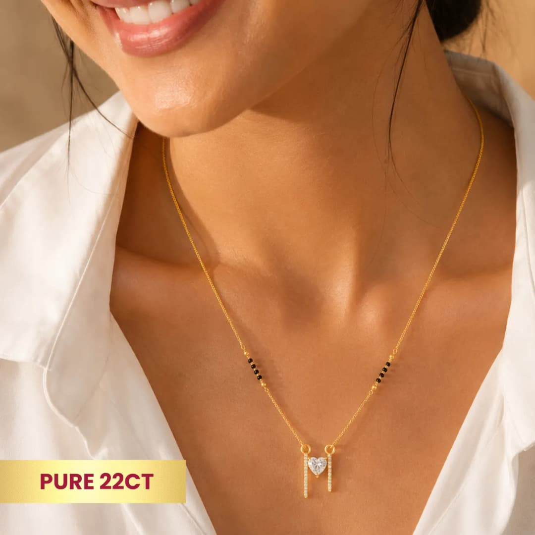 Beautiful Heart Short Gold Mangalsutra