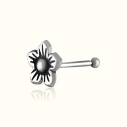 Elegant Flower Silver Nose Pin