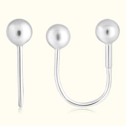 Silver Sphere U-Shaped Ear Climber