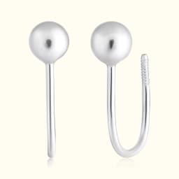 Silver Sphere U-Shaped Ear Climber