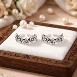 Sterling Silver Floral Adjustable Toe Ring