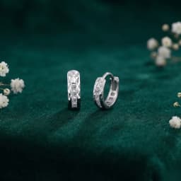 Silver Textured Huggie Earrings