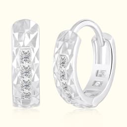 Silver Textured Huggie Earrings