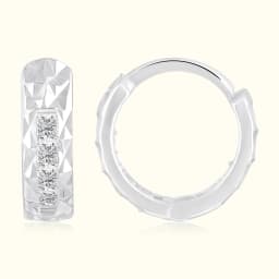 Silver Textured Huggie Earrings