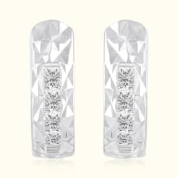 Silver Textured Huggie Earrings