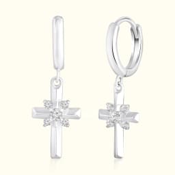 Sterling Silver Cross Bali Earrings