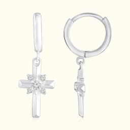 Sterling Silver Cross Bali Earrings
