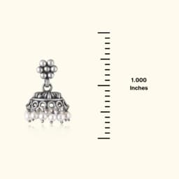 Classic Flower Oxidised Silver Jhumka