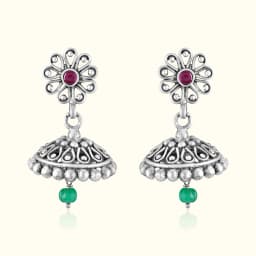 Vrindavan Oxidised Silver Jhumka