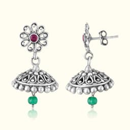 Vrindavan Oxidised Silver Jhumka