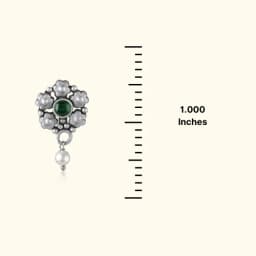 Green Daisy Oxidised Silver Drops