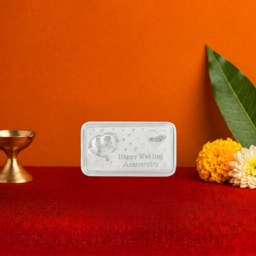 Happy Wedding Anniversary Engraved 999 Silver Biscuit