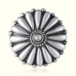 Classic Sunburst Oxidised Silver Adjustable Ring