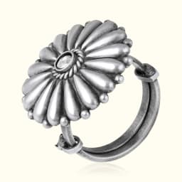 Classic Sunburst Oxidised Silver Adjustable Ring