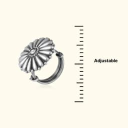 Classic Sunburst Oxidised Silver Adjustable Ring