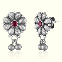 Oxidised Silver Earrings with Ghungroo Drops