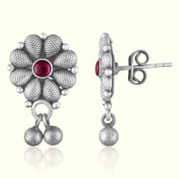 Oxidised Silver Earrings with Ghungroo Drops