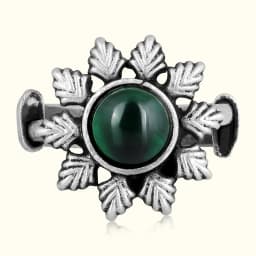 Green Oxidised Silver Ring