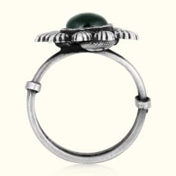 Green Oxidised Silver Ring