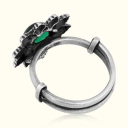 Green Oxidised Silver Ring