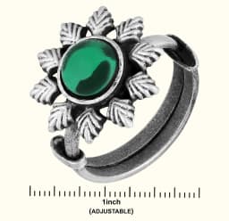 Green Oxidised Silver Ring