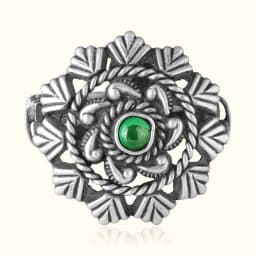 Emerald Bloom Oxidised Silver Adjustable Ring
