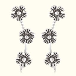 Silver Triple Flower Ear Climbers