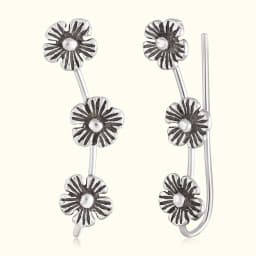 Silver Triple Flower Ear Climbers