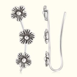 Silver Triple Flower Ear Climbers