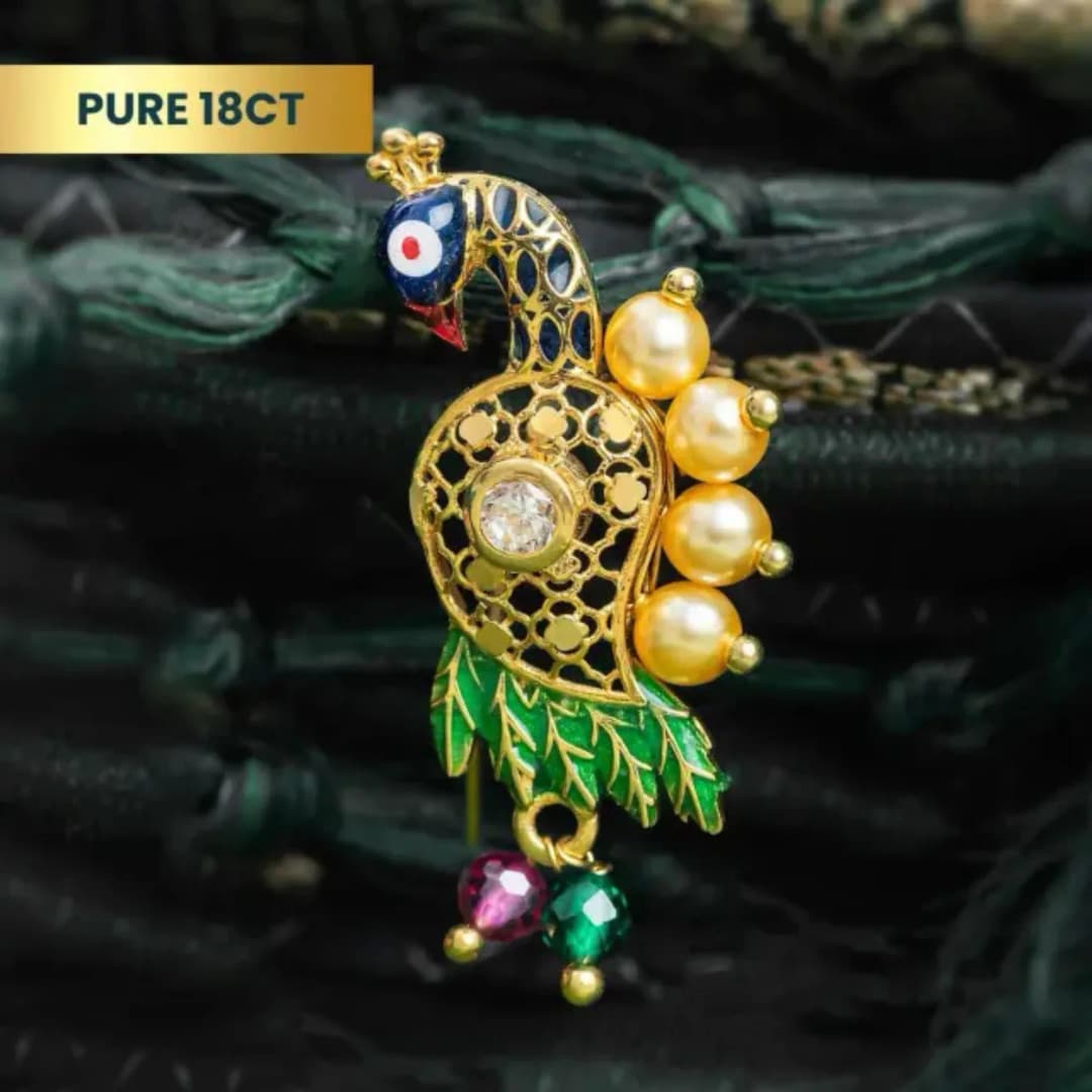 Paithani Peacock Gold Nath