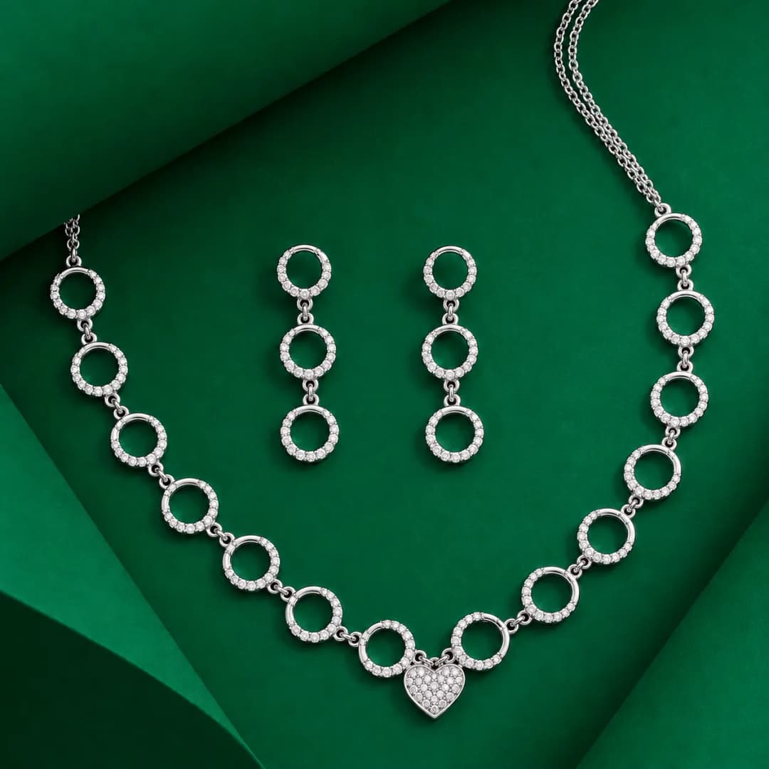 Heartline Silver Necklace Set